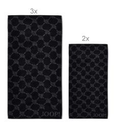 JOOP! 1611 Handtuchset: 3 x Handtuch 2 x Gästetuch  | 90 schwarz 