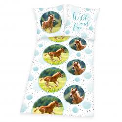 Kinder Bettwäsche Fohlen 44570/02.050 HERDING Wild and Free 135x200cm Wendemotiv 